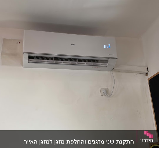 מזגן מותקן על קיר בחדר